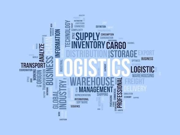 Logistics word cloud: transport, cargo, freight, warehouse, delivery